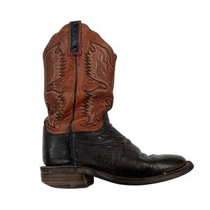 Lucchese Women’s Sanded Shark Leather Cowboy Western Boots Black Brown Size 7.5